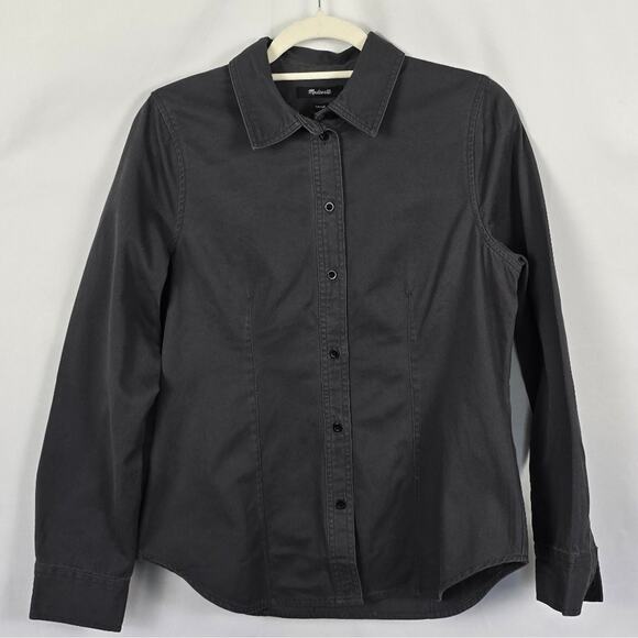 NWT Madewell Gray Darted Button-Up Shirt Sz 6 (Regenerative Chino Cotton) - Picture 3 of 5